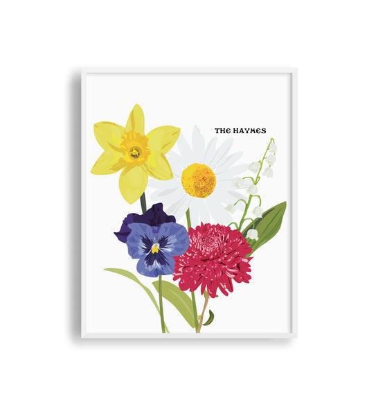 Custom Birth Flower Family Portrait