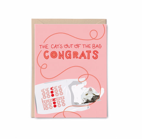 Cat's out of the Bag - Congrats Card