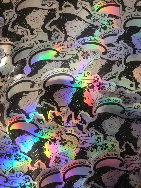 Oopsie Daisies Possum Holographic Sticker