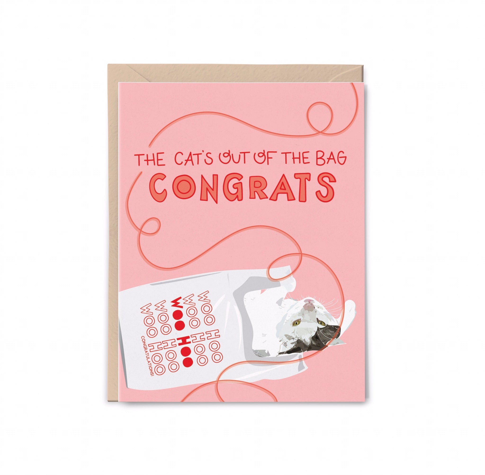 Cat's out of the Bag - Congrats Card