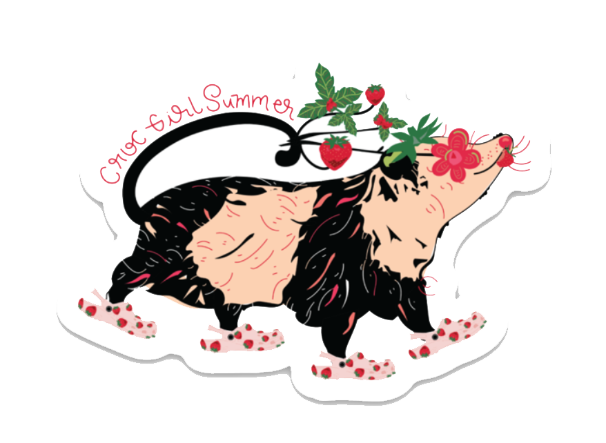 Croc Girl Summer Possum Sticker