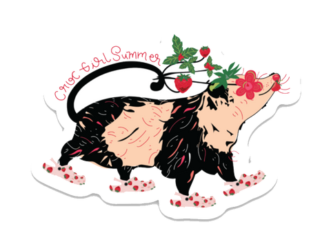 Croc Girl Summer Possum Sticker